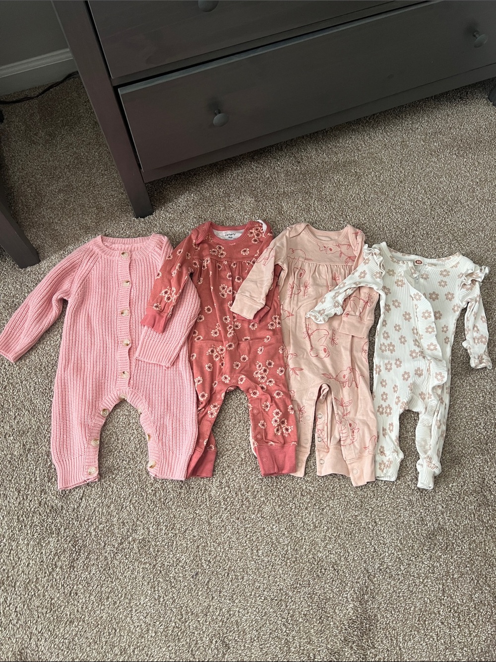 Pink, Floral, and Koala Baby One-Piece Romper - Set of 4